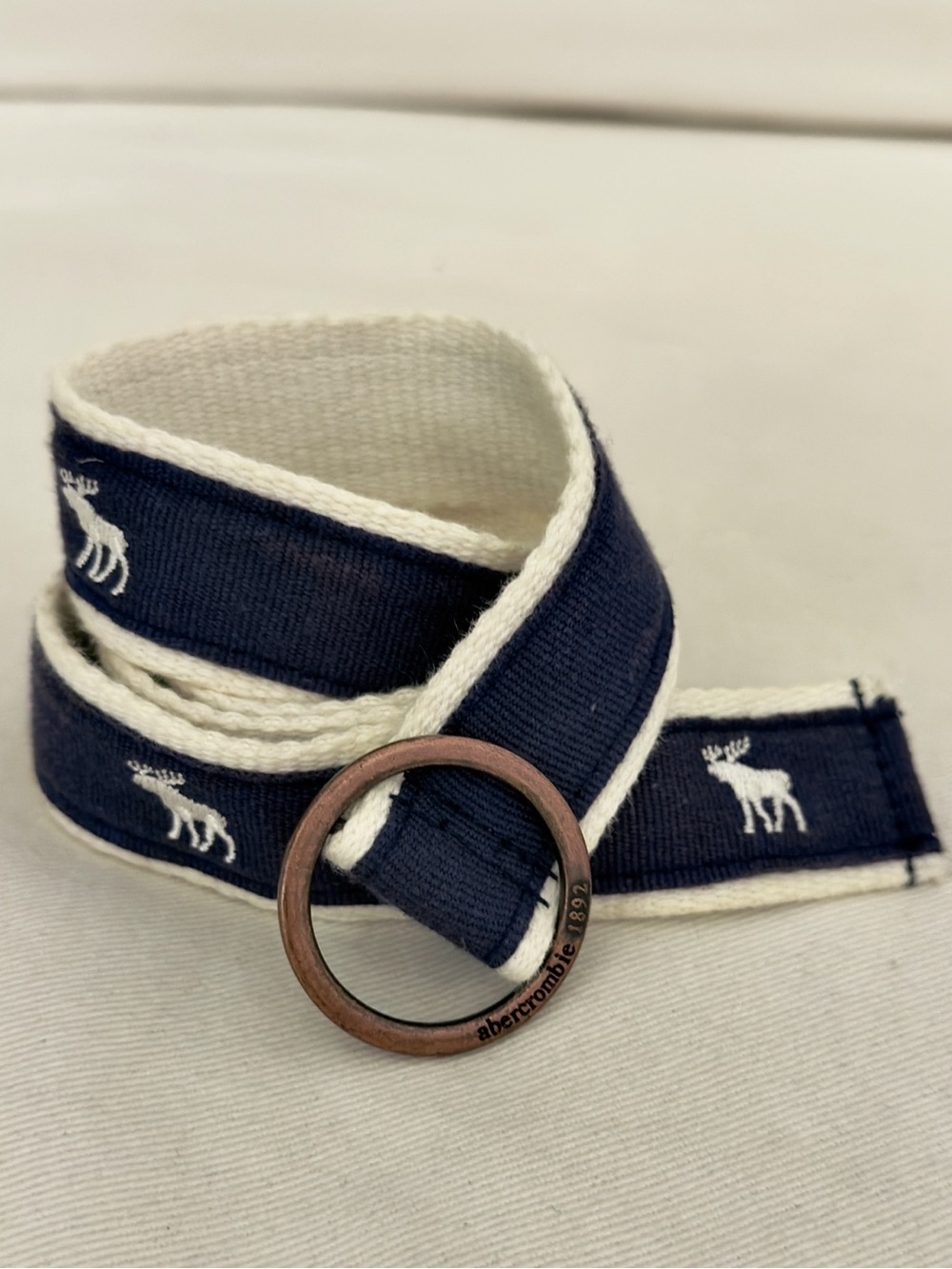 Abercrombie Ribbon Girls Embroidered Moose O-Ring Belt - S